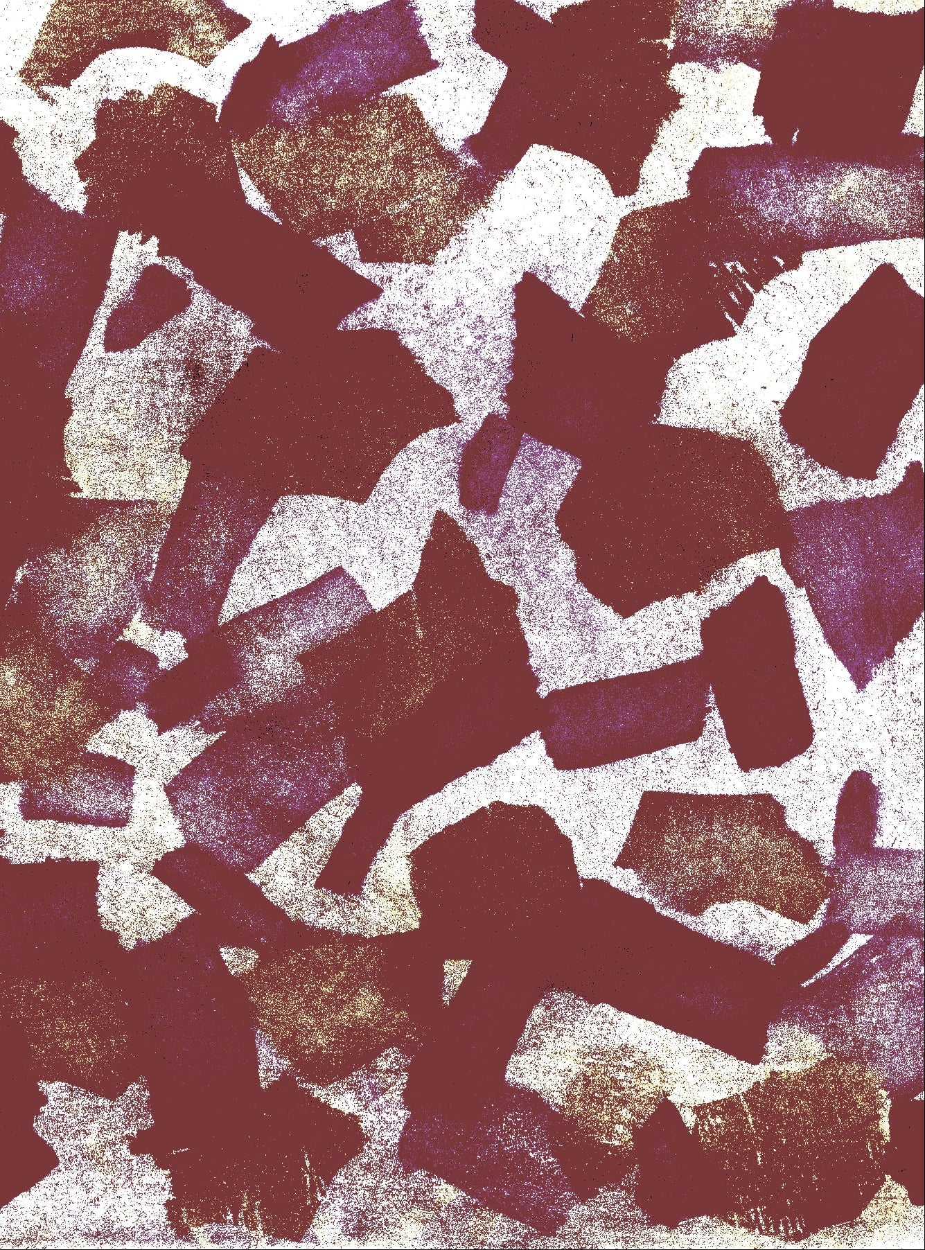 Anautomija — digital edition, terracotta and white abstract composition on paper, Cyme painting as source image